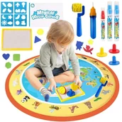 Maty edukacyjne - WOOPIE Magiczna Mata Wodna do Malowania Okrągła ZOO 23 el. - miniaturka - grafika 1