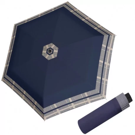 Fiber Havanna Timeless Blue Hahnentritt - damski parasol składany