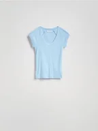 Koszulki i topy damskie - Reserved - T-shirt slim fit - jasnoniebieski - miniaturka - grafika 1