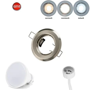 Reflektor wpuszczany GU10 rama wpuszczana Ø60mm otwór wiercony aluminium zawiera GU10 3W neutralny biały 240 lm żarówka LED satyna okrągła - Żarówki LED - miniaturka - grafika 1
