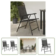 Fotele i krzesła ogrodowe - The Living Store Składane krzesła ogrodowe 2 szt. Szara stal i textilene - miniaturka - grafika 1