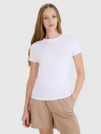 Koszulki i topy damskie - 4F T-shirt slim gładki damski (2-pack) - biały L - miniaturka - grafika 1