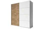 Szafy - Szafa przesuwna 220 Galaxy 18 - biały / dąb beaufort - miniaturka - grafika 1