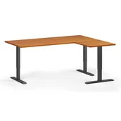 Biurka - Stół z regulacją wysokości, 3 silniki, 745 - 1215 mm, narożnik L/P, blat 1800 x 1400 mm, podstawa czarna, czereśnia - miniaturka - grafika 1