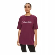 Koszulki i topy damskie - Calvin Klein Koszulka Damska T-shirt S/s Crew Neck Bordowa R.s - miniaturka - grafika 1