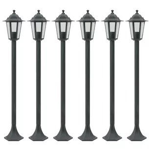 vidaXL Lampy ogrodowe, 110 cm, E27, aluminium, ciemnozielone, 6 szt. - Lampy ogrodowe - miniaturka - grafika 1