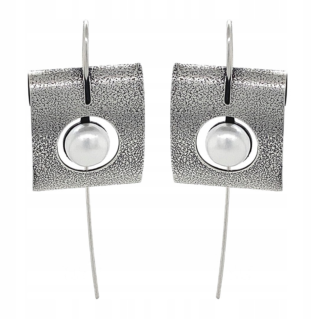 Kolczyki srebrne pr. 925 z PERŁĄ, rękodzieło