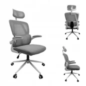 Fotele i krzesła biurowe - FOTEL BIUROWY ERGONOMICZNY OBROTOWY KRZESŁO REGULOWANE WYGODNE ŁADNY KG102 SZARY - miniaturka - grafika 1