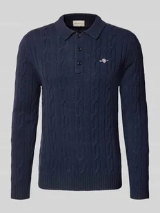 Bluzka z długim rękawem o kroju slim fit z czystej wełny model ‘Cable’ - Swetry męskie Bluzka z długim rękawem o kroju slim fit z czystej wełny model ‘Cable’ - Swetry męskie - miniaturka - grafika 1