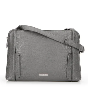 Damska torebka crossbody dwukomorowa szaro - srebrna - Torebki damskie - miniaturka - grafika 1