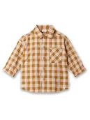 Kaftaniki dla niemowląt - Sanetta Kidswear Koszula w kolorze musztardowo-kremowym - miniaturka - grafika 1