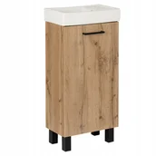 Szafki łazienkowe - Szafka łazienkowa z umywalką stojąca pod umywalkę dąb wotan loft mała 40 cm - miniaturka - grafika 1