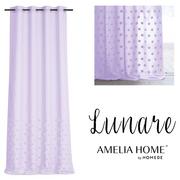 Firany - Firana LUNARE kolor liliowy haftowany motyw boho przelotki przelotki srebrne woal 140x270 ameliahome - SCURT/AH/LUNARE/EYELETS/L - miniaturka - grafika 1