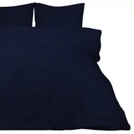 Pościel - Pościel satyna bawełniana granatowa 180x200 - miniaturka - grafika 1