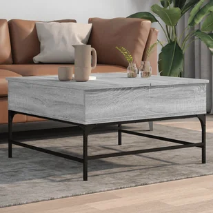 Stolik kawowy szary Sonoma 80x80x45 cm materiał drewnopochodny i metal - Ławy i stoliki kawowe - miniaturka - grafika 1