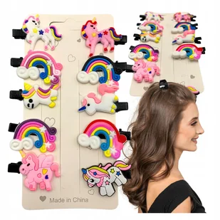 Zestaw Kolorowych Spinek Do Włosów Jednorożec Unicorn Klipsy 10 szt. - Ozdoby do włosów - miniaturka - grafika 1