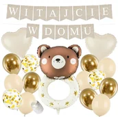 Balony i akcesoria - Zestaw WITAJCIE W DOMU - BOHO + grzechotka BALONY na powitanie dziecka WITAJ - miniaturka - grafika 1