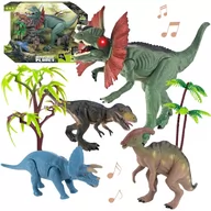 Zabawki interaktywne dla dzieci - Duży Zestaw 4 Figurek Dinozaurów 2 Drzewka Światło Dżwięk Dinozaury Dino - miniaturka - grafika 1