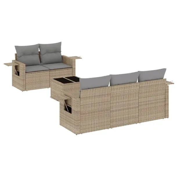 Zestaw mebli ogrodowych beżowy z rattanem PE, wymiary: 55x62x69 cm