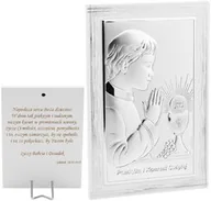 Dewocjonalia - Obrazek Srebrny Chłopiec Pamiątka na I Komunię Św. Grawer - miniaturka - grafika 1