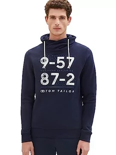 TOM TAILOR Męska bluza Snood z nadrukiem, 10668-sky Captain Blue, M - Bluzy męskie - miniaturka - grafika 1
