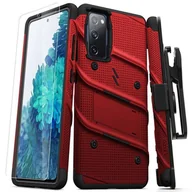 Etui i futerały do telefonów - Zizo Bolt Cover Pancerne etui Samsung Galaxy S20 FE ze szkłem 9H na ekran + podstawka & uchwyt do paska (czerwony/czarny) - miniaturka - grafika 1