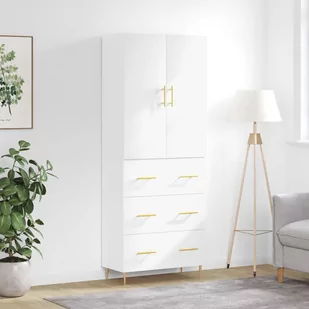 vidaXL Witrynka, biała, 69,5x34x180 cm, materiał drewnopochodny - Witryny - miniaturka - grafika 1
