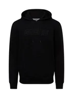 Swetry męskie - GUESS Męski sweter z kapturem Mężczyźni Materiał dresowy czarny jednolity, S - miniaturka - grafika 1