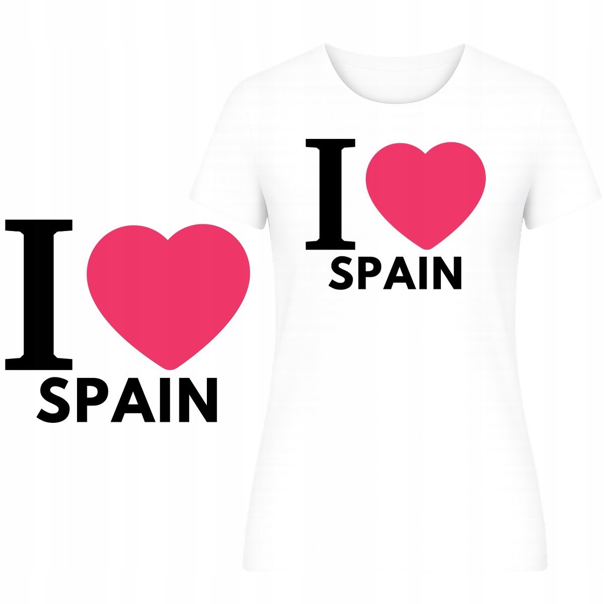 T-SHIRT DAMSKI KOSZULKA SUPER NADRUK I LOVE SPAIN TURYSTYCZNA PREZENT XL