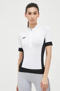 4F t-shirt treningowy kolor biały z półgolfem - Koszulki sportowe damskie - miniaturka - grafika 1
