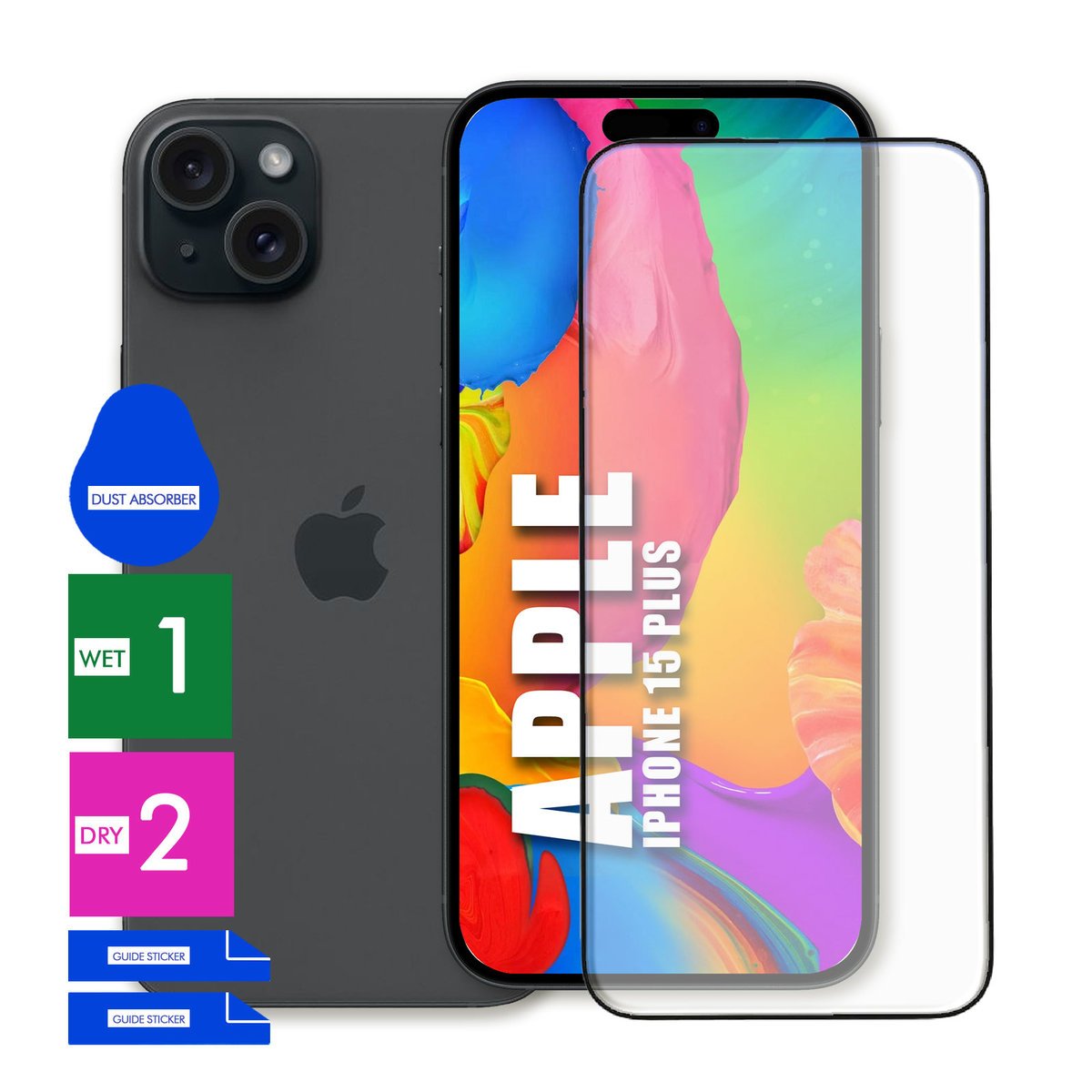 SZKŁO OCHRONNE DO APPLE IPHONE 15 PLUS HARTOWANE 9H PEŁNE CAŁY EKRAN 5D