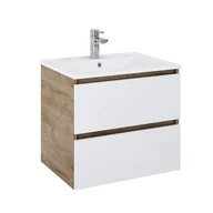 Szafki łazienkowe - Szafka podumywalkowa biało-brązowa 53 x 60 cm Elita - miniaturka - grafika 1