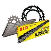 Części motocyklowe - Zestaw łańcuchów DID stal 525VX3 / 108 nitowy zamek do Honda CBR FS 600 ccm rok prod. 2001-2010 - miniaturka - grafika 1