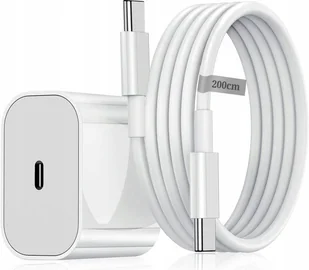 ZESTAW SZYBKA ŁADOWARKA SIECIOWA ZASILACZ PD 20W + KABEL USB-C- PD 200cm - Ładowarki do telefonów - miniaturka - grafika 1