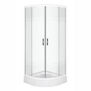 Kabiny prysznicowe - Kerra XENIA DUO Kabina prysznicowa półokrągła z brodzikiem 80x80 cm szkło czyste+wzór - miniaturka - grafika 1