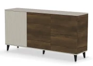 Komody - Nowoczesna komoda z lamelami orzech + kaszmir - Frezi 6X - miniaturka - grafika 1