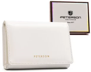 Stylowy, błyszczący portfel damski portmonetka z ochroną kart RFID Peterson, biały - Portfele - miniaturka - grafika 1