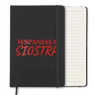 Notesy i bloczki - NOTES CZARNY A5 Z GUMKĄ W LINIE ORGINALNY PREZENT DLA SIOSTRY RED WZORY - miniaturka - grafika 1