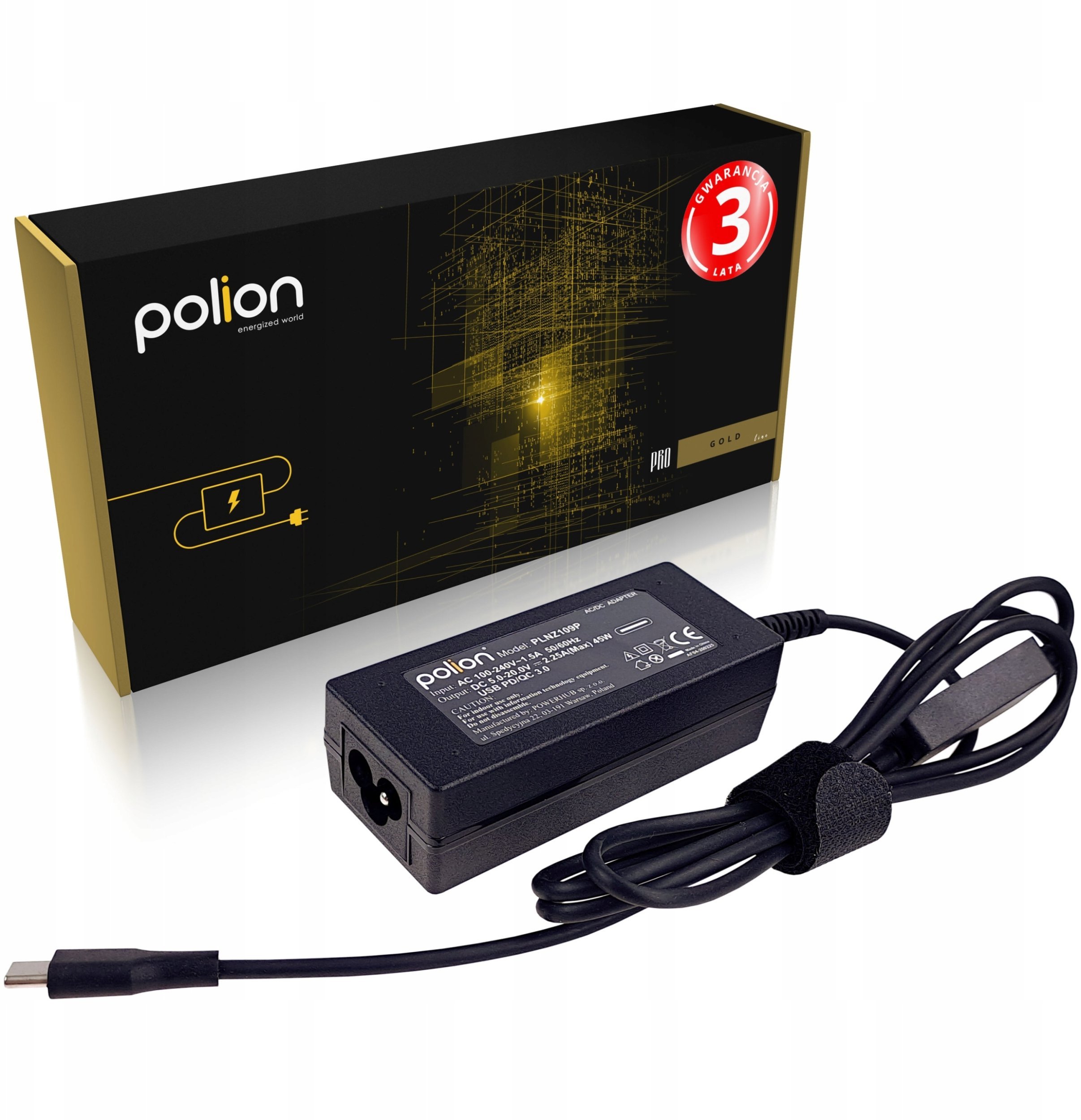 Zasilacz do laptopów HP LENOVO ASUS DELL APPLE 45W 20V 2,25A wtyk USB-C