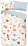 Pościel dla dzieci - Pościel dziecięca Good Morning 100x135 Eclips kosmiczne gwiazdy niebiesko biała 33326 - miniaturka - grafika 1