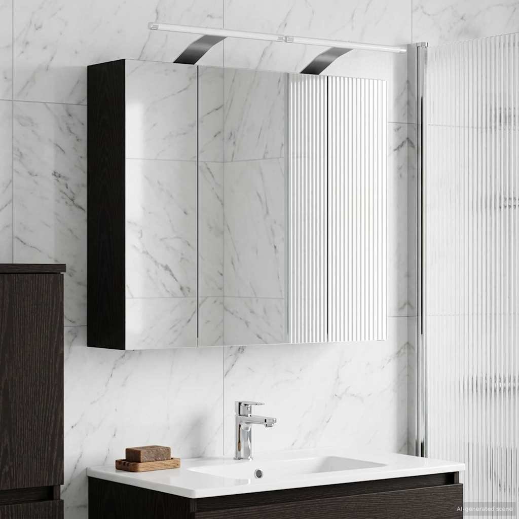 vidaXL vidaXL Szafka z lustrem do łazienki Czarny Dąb 60 x 14,5 x 50 cm
