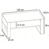 Ławy i stoliki kawowe - Ława stolik kawowy KAJA 120cm dąb artisan-biały loft retro PER - miniaturka - grafika 1