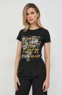 Koszulki sportowe damskie - Guess t-shirt bawełniany kolor czarny - miniaturka - grafika 1