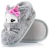 Kapcie damskie - Szare buciki, kapcie myszki łapcie na rzep - miniaturka - grafika 1