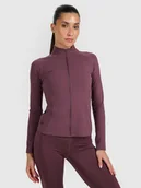 Bluzy damskie - 4F Bluza treningowa slim szybkoschnąca damska - brązowa L - miniaturka - grafika 1