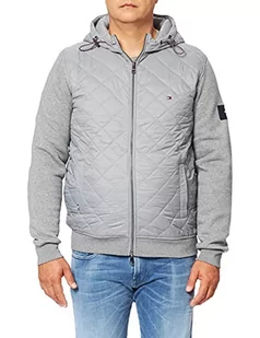 Tommy Hilfiger Mix Media Diamond Zip Thru Sweter męski, Medium Grey Heather, XS - Swetry męskie - miniaturka - grafika 1