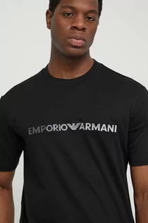 Koszulki męskie - Emporio Armani t-shirt bawełniany męski kolor czarny z aplikacją - grafika 1