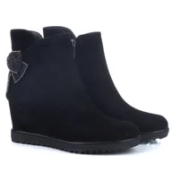 Botki damskie - Botki damskie Loretta Vitale C2439648 BLACK SUEDE 39 - miniaturka - grafika 1