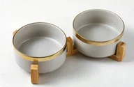 Miski dla psów - MISKA MISKI DLA PSA KOTA PODWÓJNA CERAMICZNA 2 x 400ml NA STOJAKU GLAMOUR - miniaturka - grafika 1
