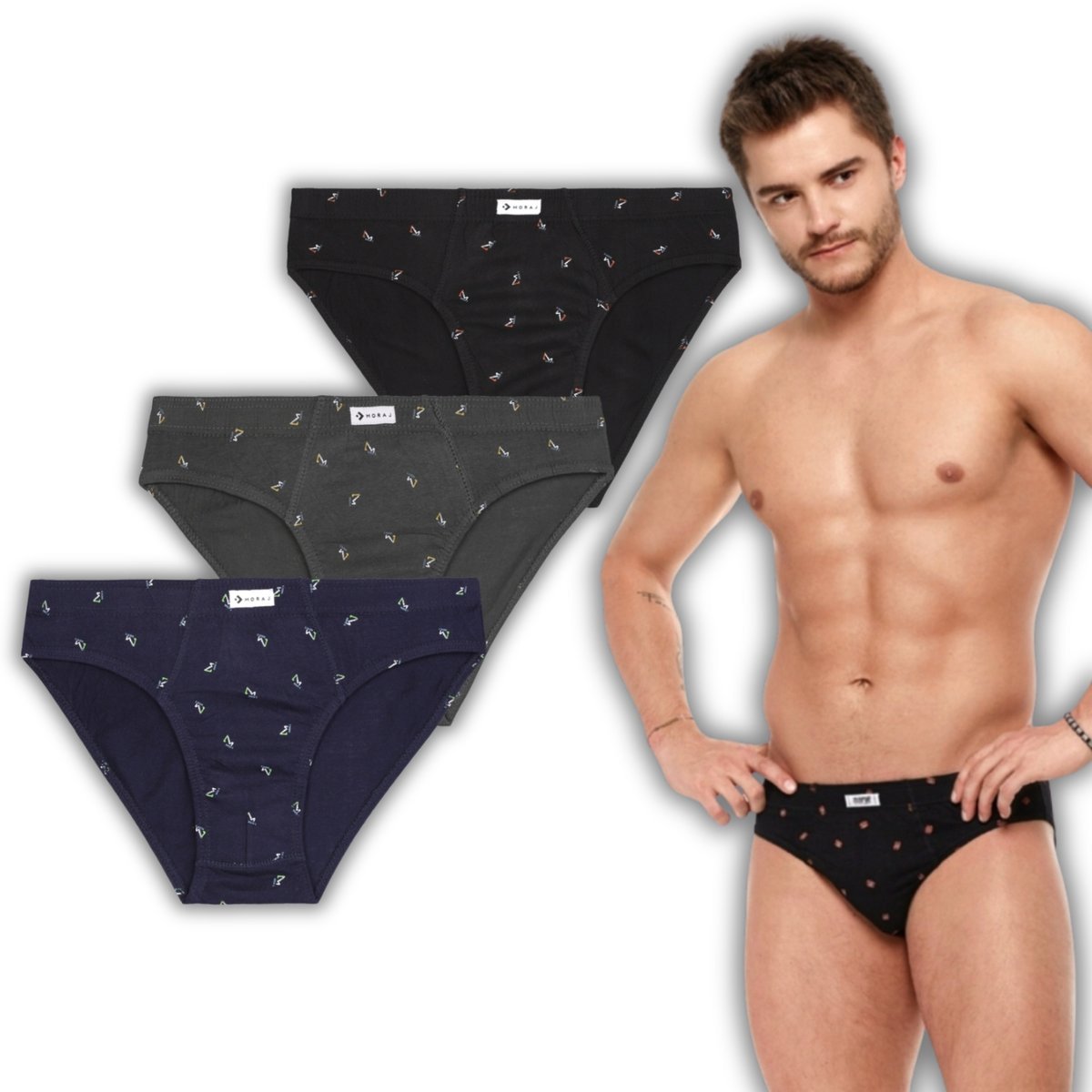 SLIPY MAJTKI MĘSKIE 100% BAWEŁNA 3PAK MORAJ XL